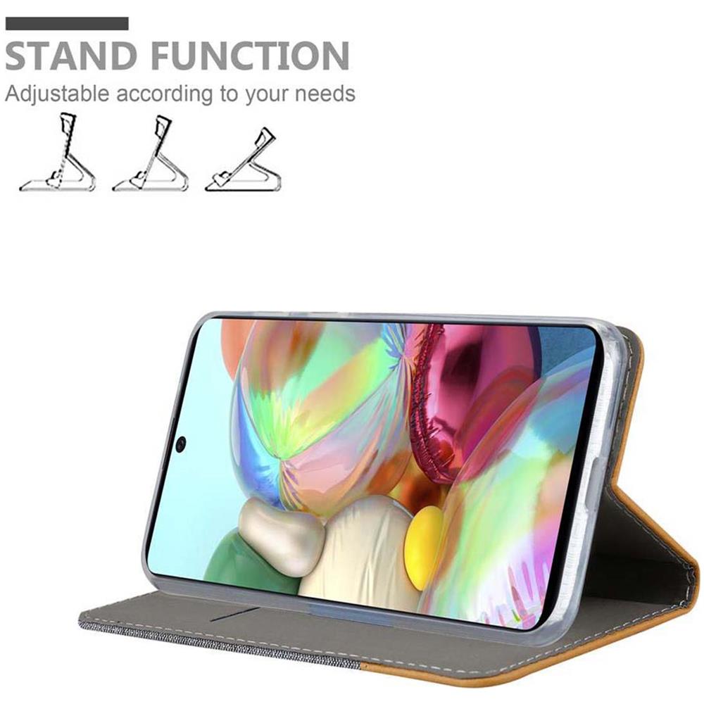 Custodia Compatibile Con Samsung Galaxy A71 In Grigio Chiaro Marrone - Coperchio Protettiva Con Chiusura Magnetica, Funzione Stand E Tasca Per Le Carte - Foto 2