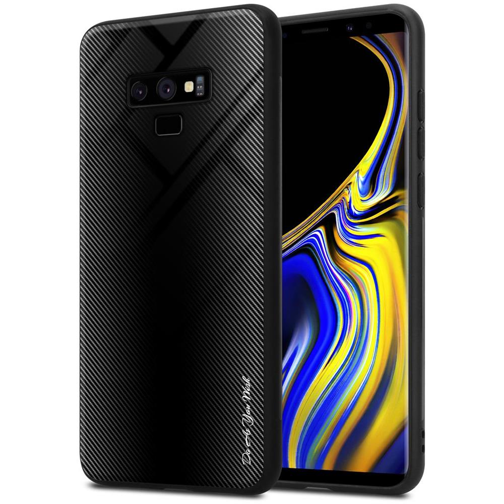 Custodia Compatibile Con Samsung Galaxy Note 9 - Ottica A Strisce In Opale Nero - Coperchio Protettivo In Vetro Temperato E Silicone Tpu - Foto 1