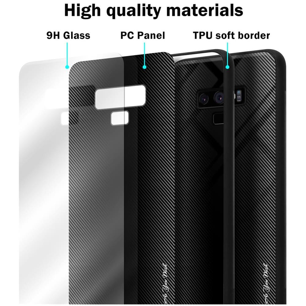 Custodia Compatibile Con Samsung Galaxy Note 9 - Ottica A Strisce In Opale Nero - Coperchio Protettivo In Vetro Temperato E Silicone Tpu - Foto 6