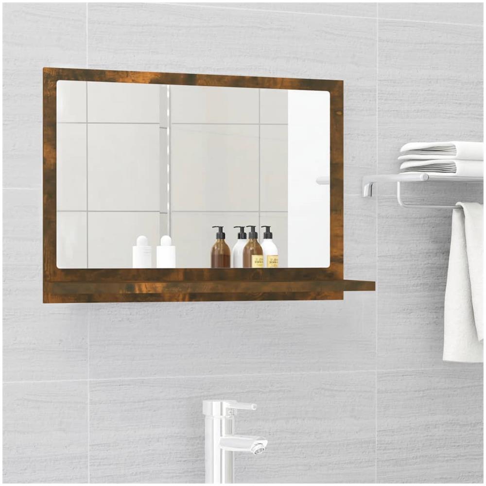 Specchio Da Bagno Rovere Fumo 60x10,5x37cm In Legno Multistrato - Foto 1