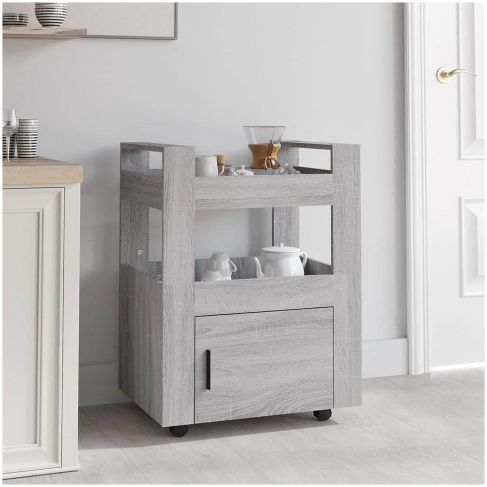Carrello Da Cucina Grigio Sonoma 60x45x80 Cm Legno Multistrato - Foto 1