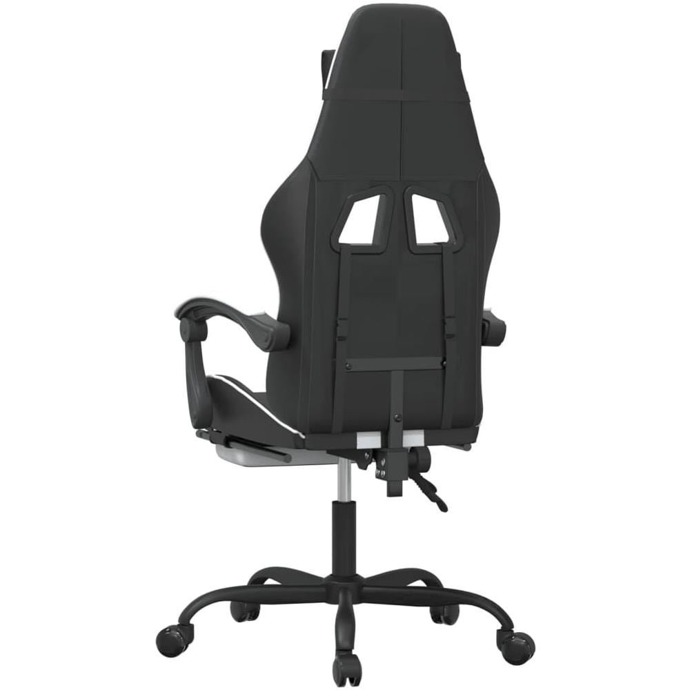 Sedia da Gaming Girevole Poggiapiedi Nero e Bianco Similpelle - Foto 10
