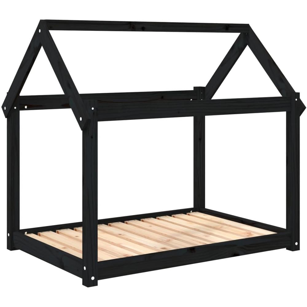 Cuccia per Cani Nera 101x70x90 cm in Legno Massello di Pino - Foto 1