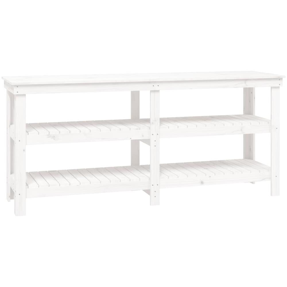 Banco da Lavoro Bianco 181x50x80 cm in Legno Massello di Pino - Foto 2