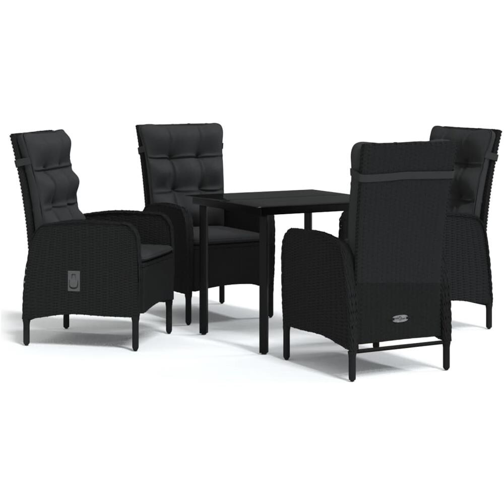Set Da Pranzo Per Giardino 5 Pz Con Cuscini Nero - Foto 2