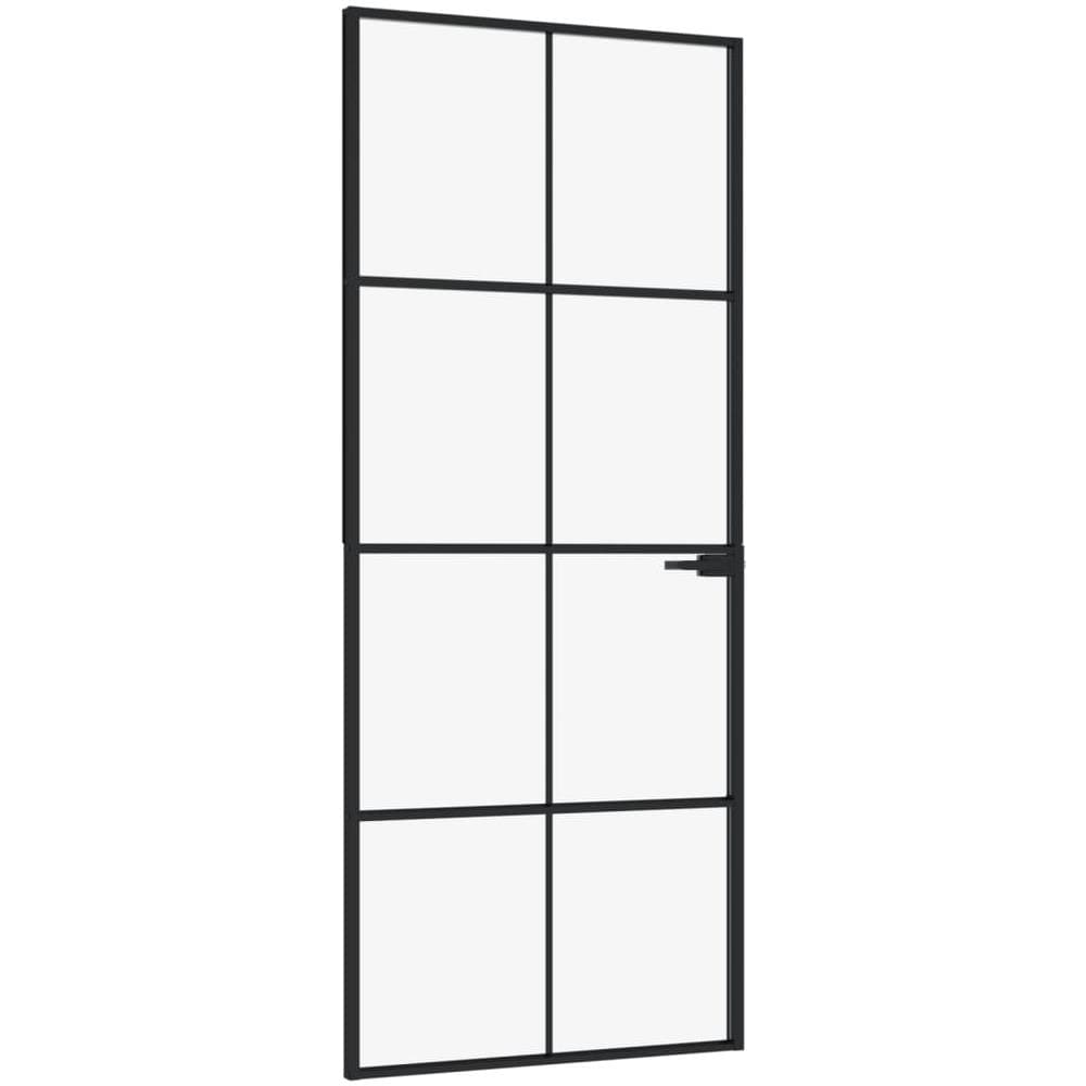 Porta Interna Nera 83x201,5cm Vetro Temperato Alluminio Sottile - Foto 2