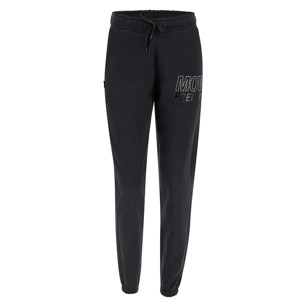 Pantaloni Slim Fit Grafica In Strass E Nero Lucido Donna - Nero Xs - Foto 1