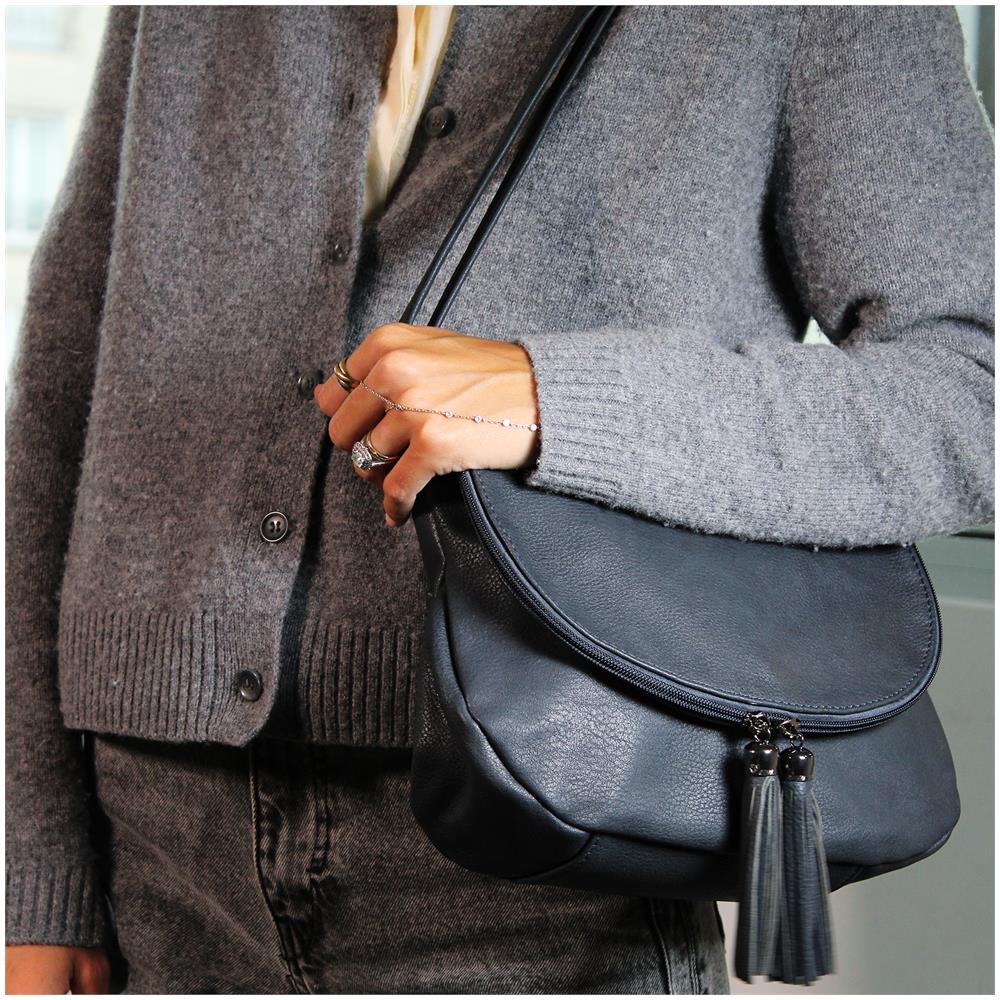 Borsa A Tracolla Con Cerniera - Paris - Blu - Foto 6