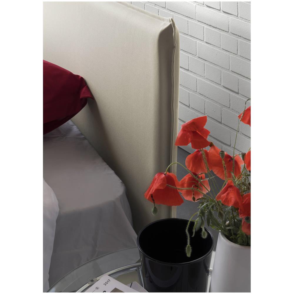 Letto Matrimoniale Azue, Letto Contenitore Con Rivestimento In Tessuto, 100% Made In Italy, Apertura Frontale, Adatto Per Materasso Cm 140x190, Beige - Foto 4