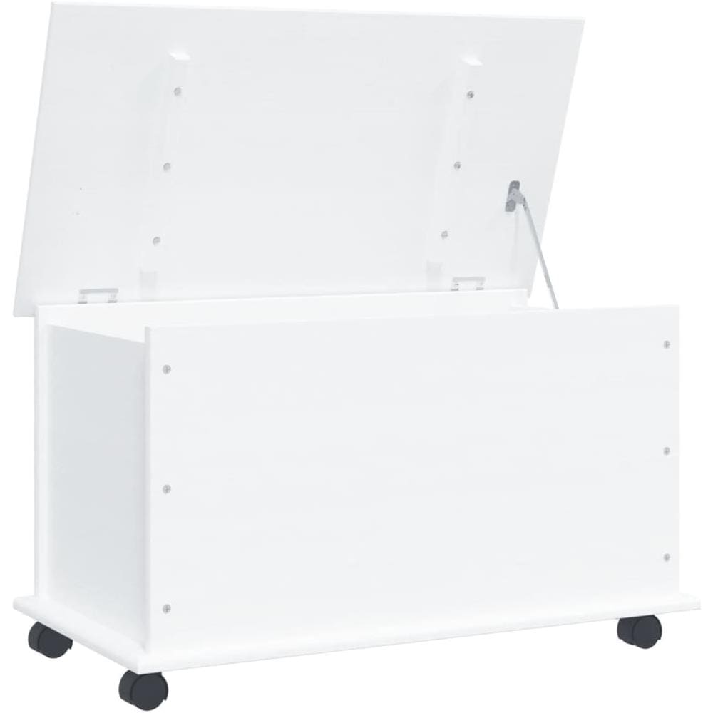 Cassapanca con Ruote ALTA Bianca 73x39,5x44 cm Massello di Pino - Foto 2