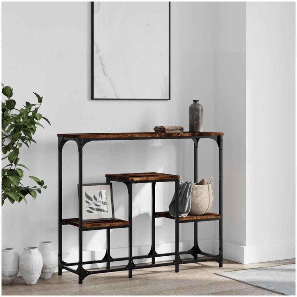 Tavolo Consolle Rovere Fumo 89,5x28x76 Cm Legno Multistrato - Foto 1