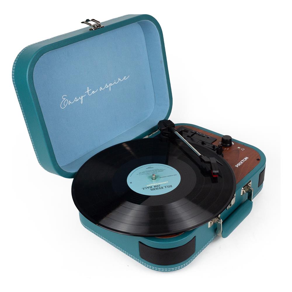 Giradischi Vintage VC600 Riproduttore e Convertitore di Vinili Tramite Bluetooth e Usb Radio FM 2 Altoparlanti Integrati Colore Blu - Foto 2