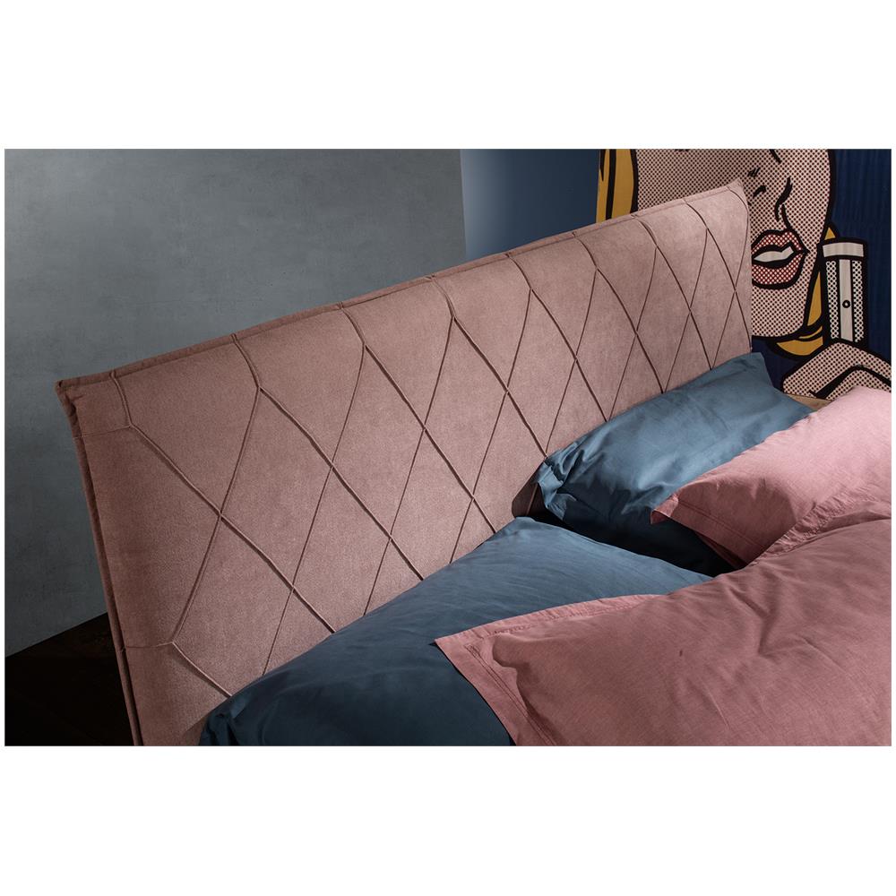 Letto Matrimoniale, Modello Paris Decorativo E Teatrale, Rete Da 160x190 Cm Con Doghe In Legno, Box Contenitore, Tessuto Giroletto Sfoderabile, Made In Italy - Foto 2