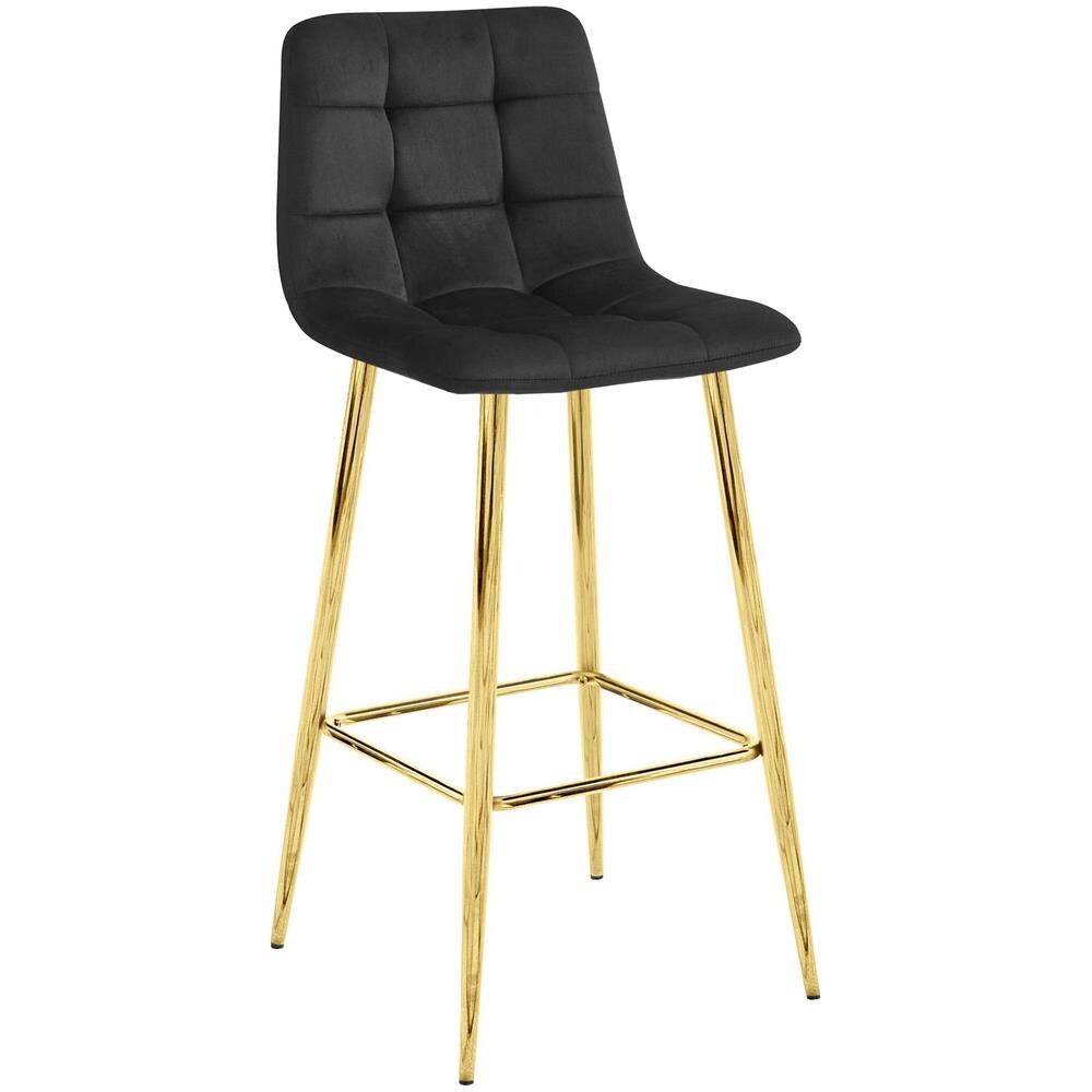 Sgabello TEOTO in velluto nero con gambe dorate, design moderno x4 - Foto 2