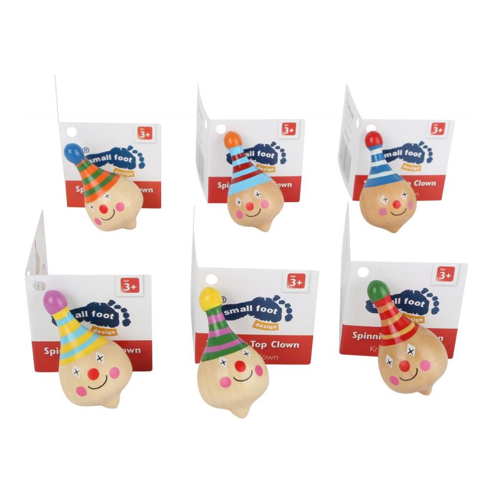 Set Da 6 Trottole Clown In Legno Colorato - Foto 2