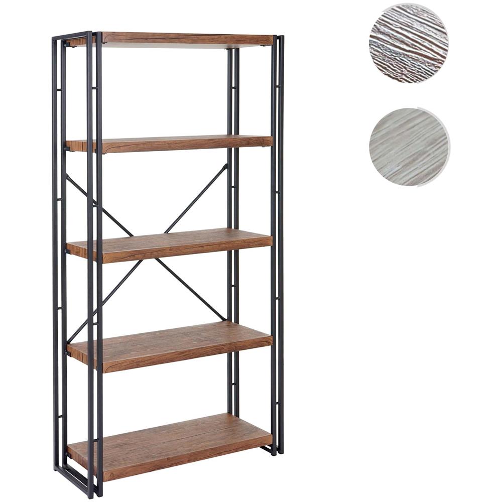 Mendler Libreria scaffale HWC-A27 Effetto 3D MDF 5 Ripiani 80x165cm Color Rovere Scuro 