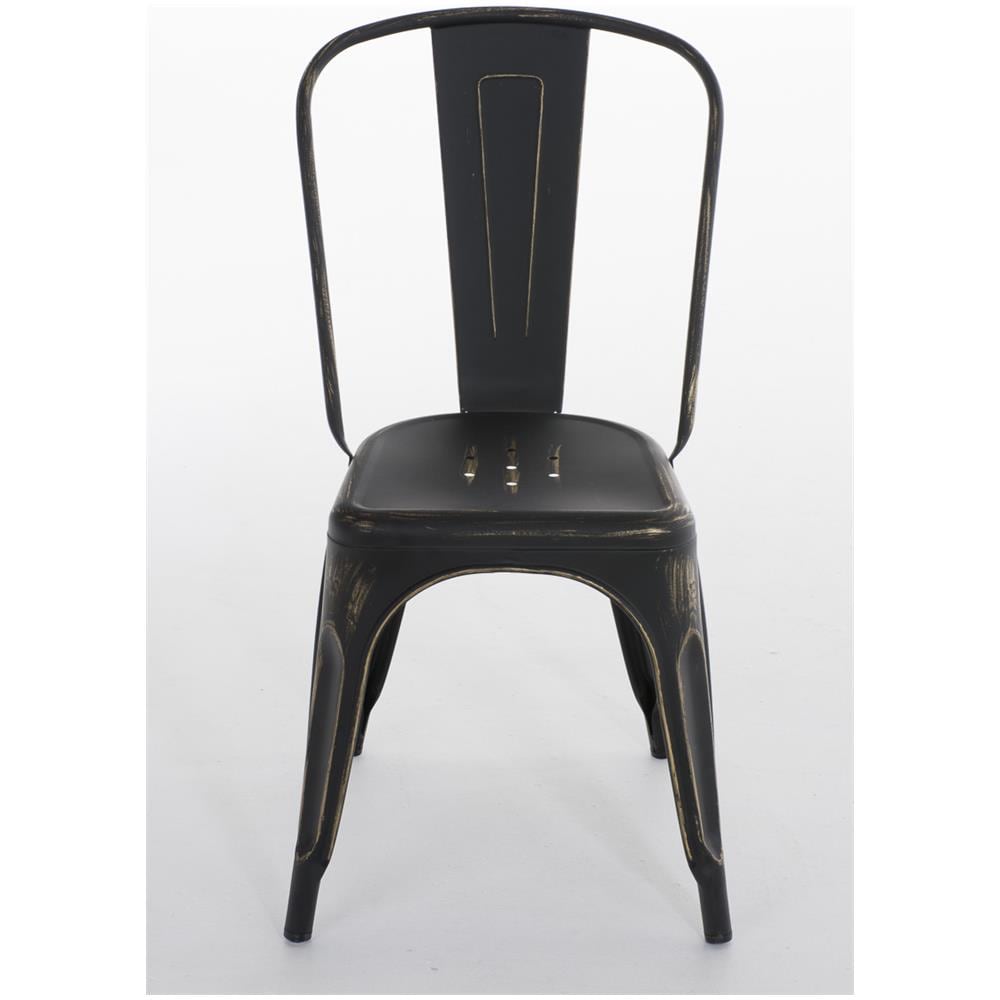 Sedia Impilabile in Metallo Benedikt - Sedia Bar o Cucina Stile Industria - Sedia Pranzo Design Scandinavo Laccata con Alto Schienale I Altezza Seduta 46 cm I Portata Max 200 kg Antico-Nero / Oro - Foto 2