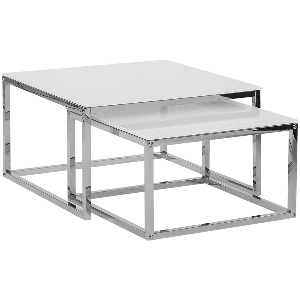 Set Di 2 Tavolini Da Caffé Bianco / argento Brea - Foto 1