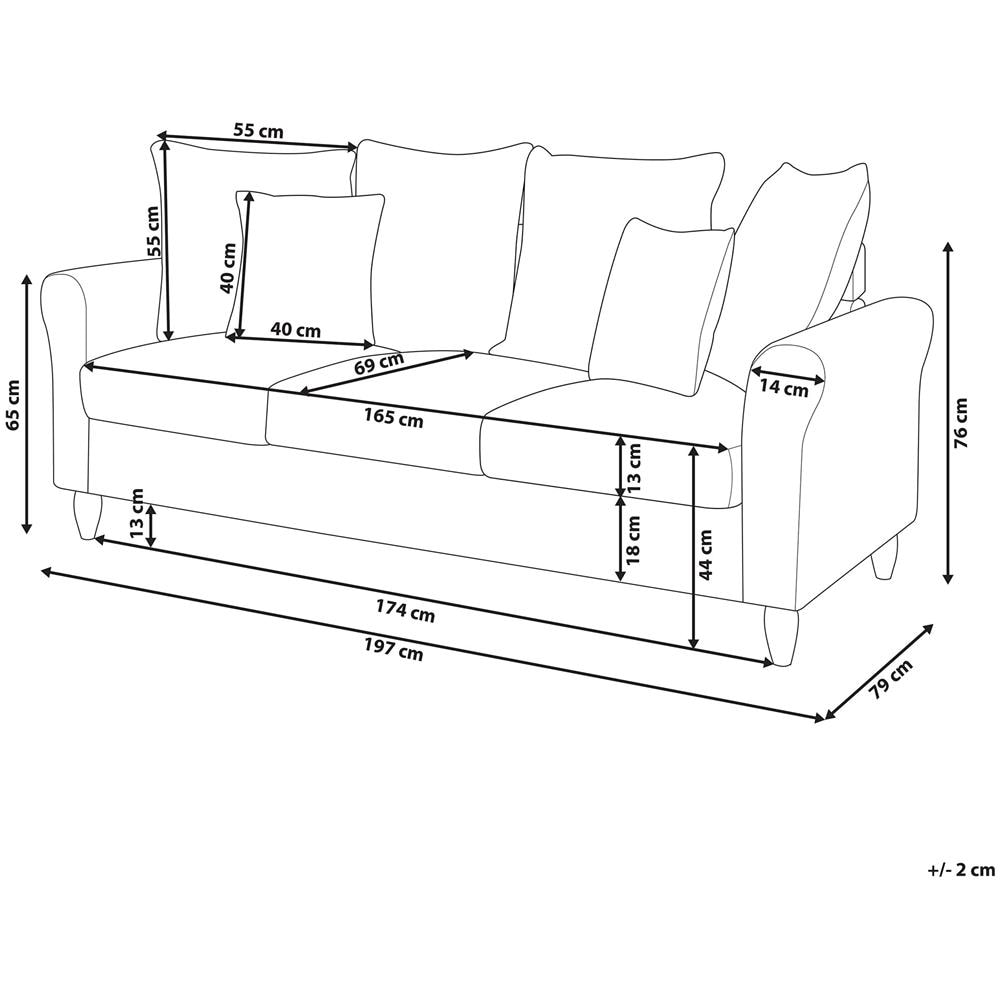 Divano 3 Posti In Velluto Nero Bornholm - Foto 2