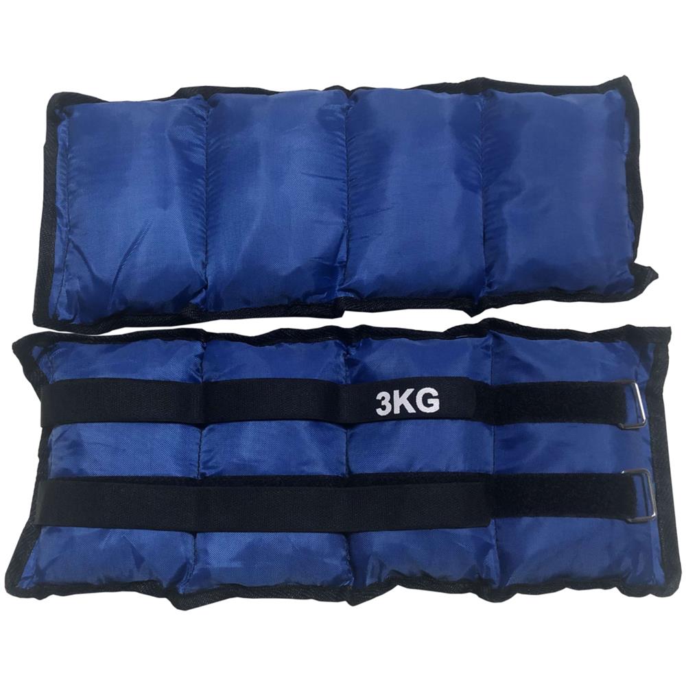 Coppia Cavigliere Polsiere Blu Cinturino Regolabile 2 x 3 kg - Foto 1