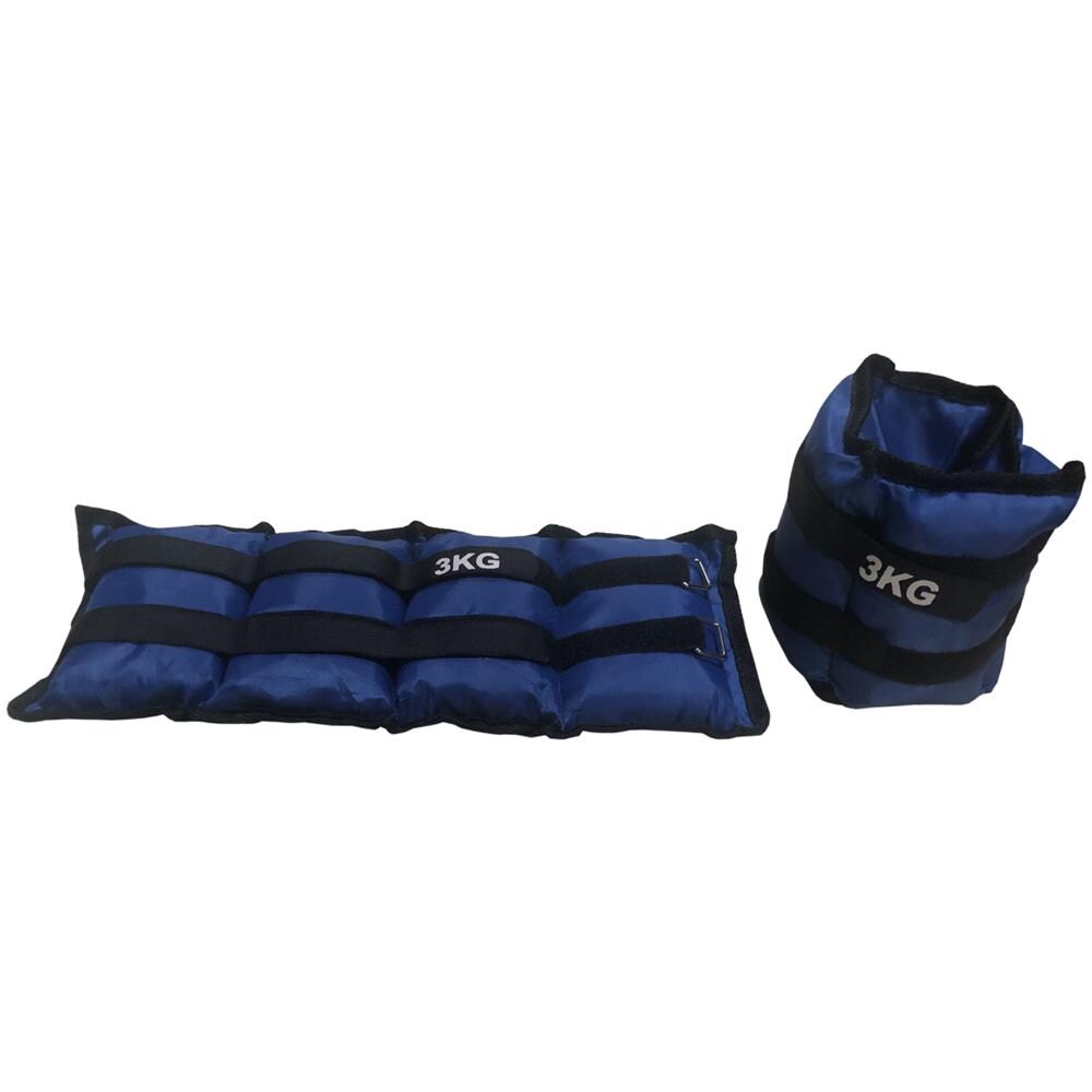 Coppia Cavigliere Polsiere Blu Cinturino Regolabile 2 x 3 kg - Foto 3