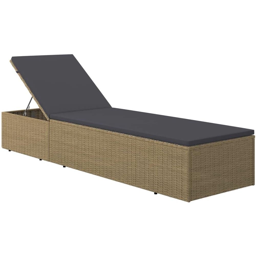 Lettino Prendisole In Polyrattan Marrone E Grigio Scuro - Foto 1