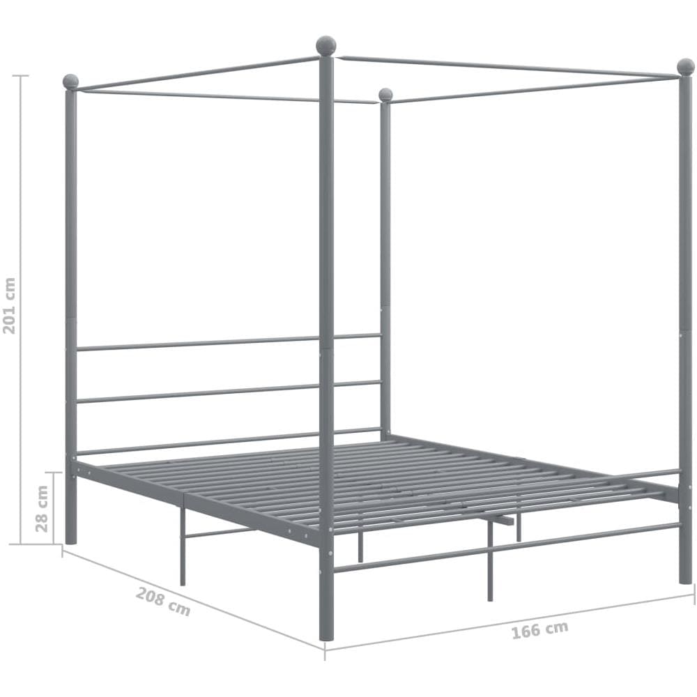 Letto A Baldacchino Grigio In Metallo 160x200 Cm - Foto 5