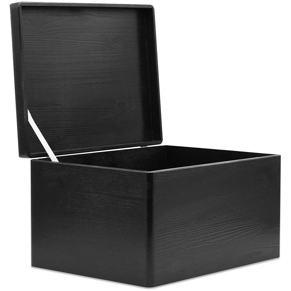 Xxl Grande Nero Scatola Legno Con Coperchio | L40 X P30 X H24 Cm (+ / - 1) | Cassetta Conteniore Portaoggetti Portagiochi Cofanetto | Perfetta Per Decoupage Documenti Giocattoli Attrezzi - Foto 1