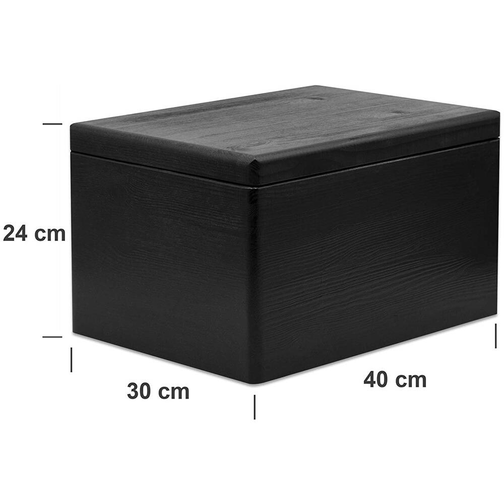 Xxl Grande Nero Scatola Legno Con Coperchio | L40 X P30 X H24 Cm (+ / - 1) | Cassetta Conteniore Portaoggetti Portagiochi Cofanetto | Perfetta Per Decoupage Documenti Giocattoli Attrezzi - Foto 5