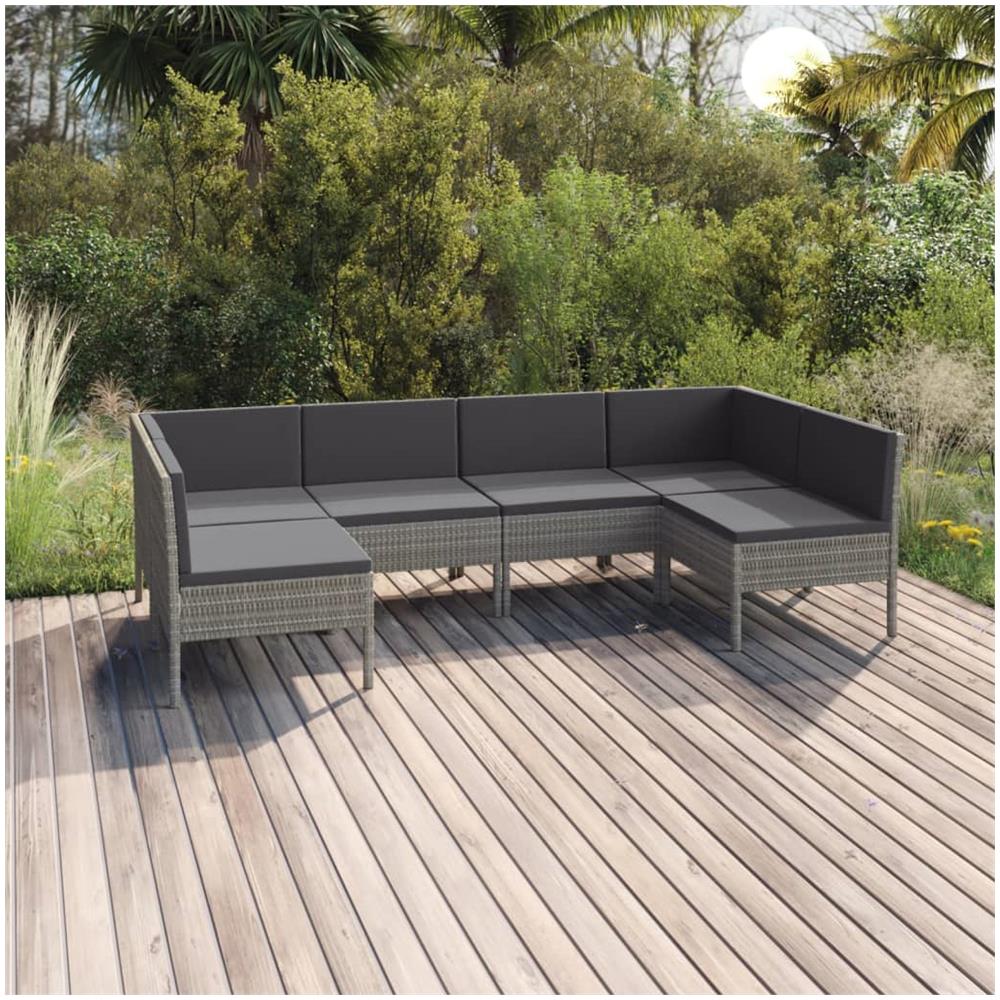 Set Divani Da Giardino 8 Pz Con Cuscini In Polyrattan Grigio - Foto 1