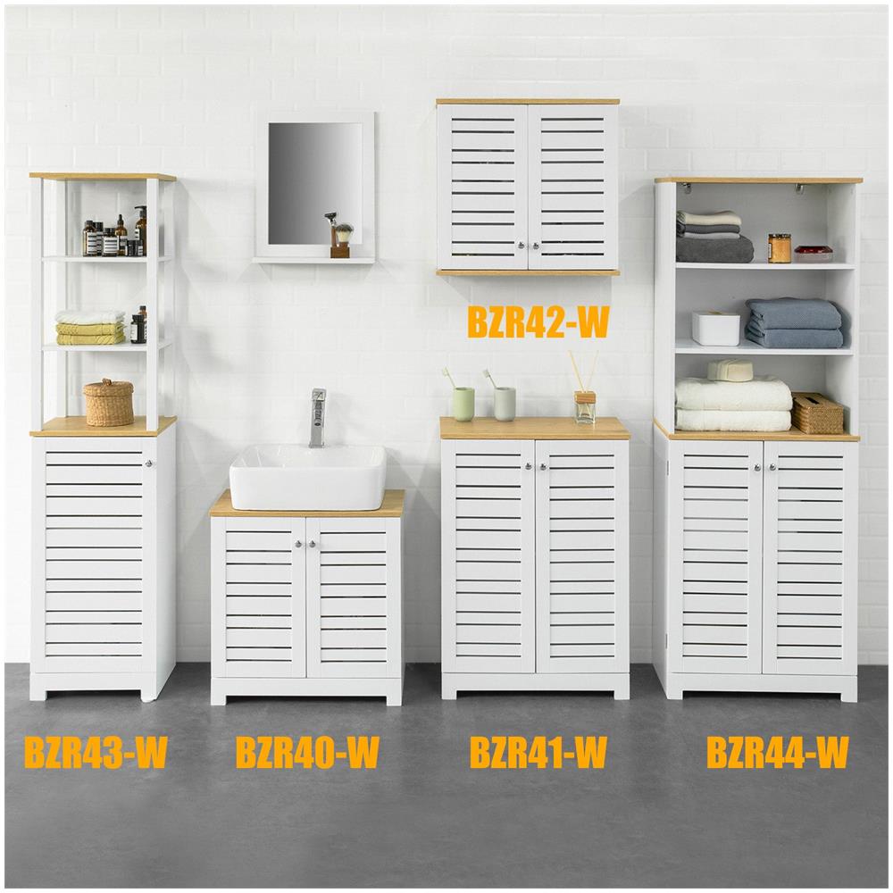Pensile Bagno Pensile Cucina Armadietto Bagno Armadietto 2 Ripiani Montabile A Parete Bzr42-w - Foto 5