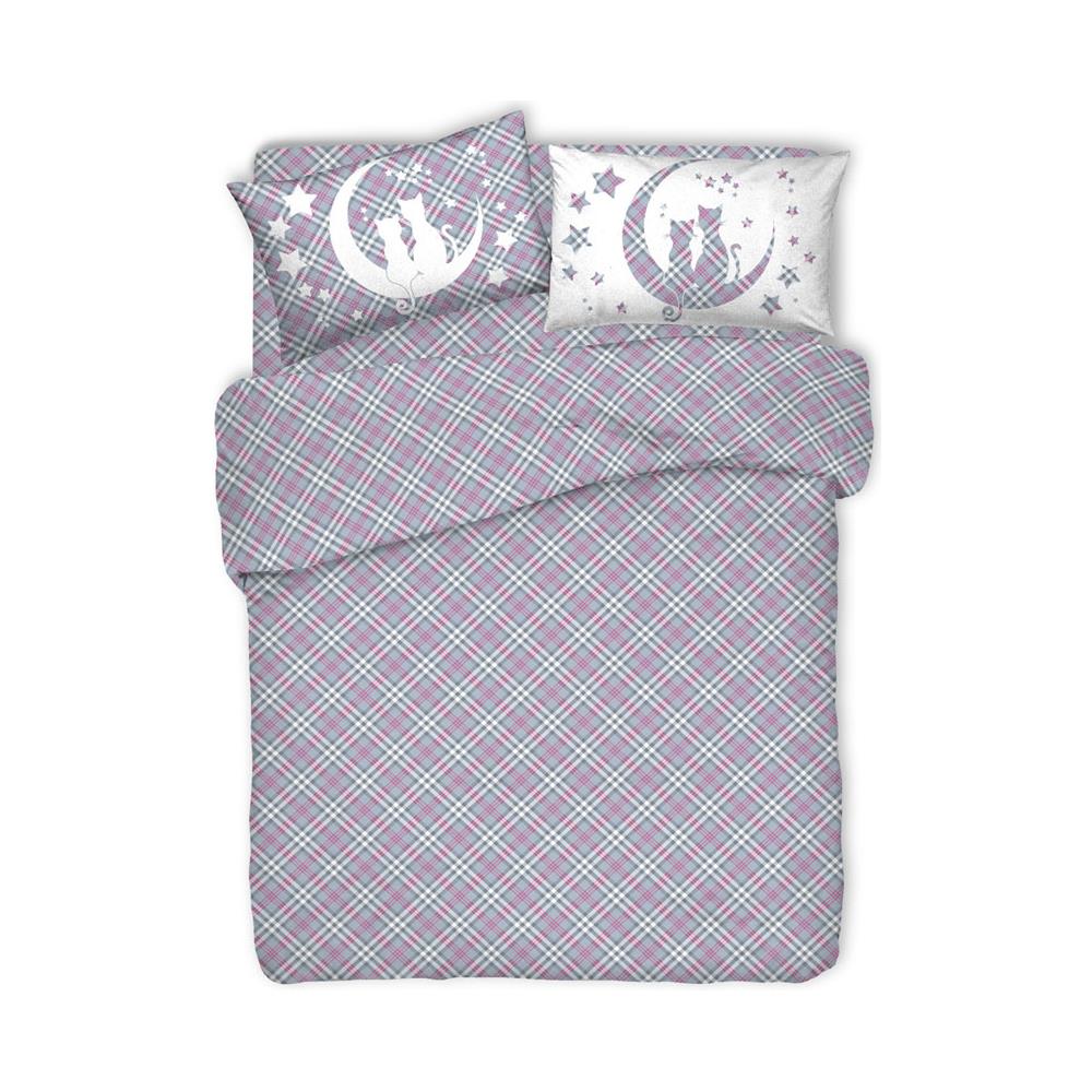 Copripiumino Sacco Piumone Pensieri Delicati 100% Cotone Dis Dillo Alla Luna Matrimoniale Rosa - Foto 1