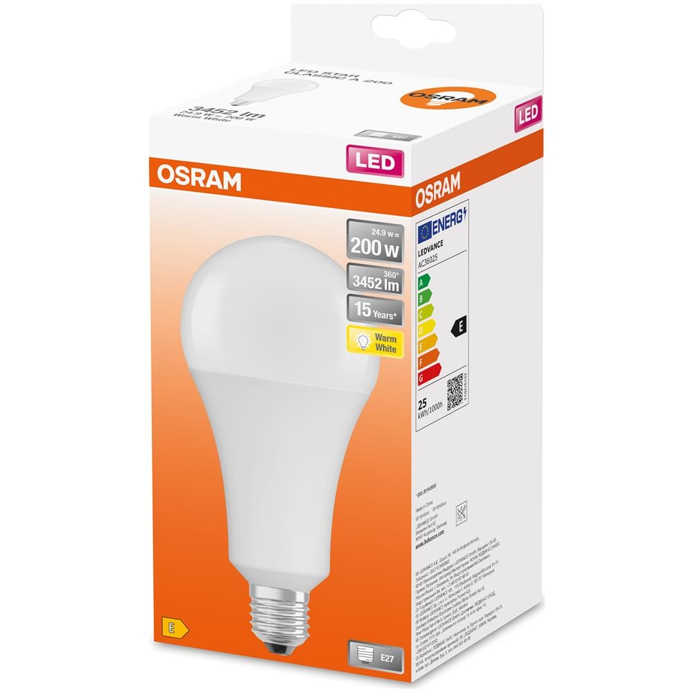 Lampada Led | Attacco: E27 | Warm White | 2700 K | 24,90 W | Sostituzione Per 200 W Incandescent Bulb | Opaco | Led Star Classic A [ classe Di Efficienza Energetica E] - Foto 2