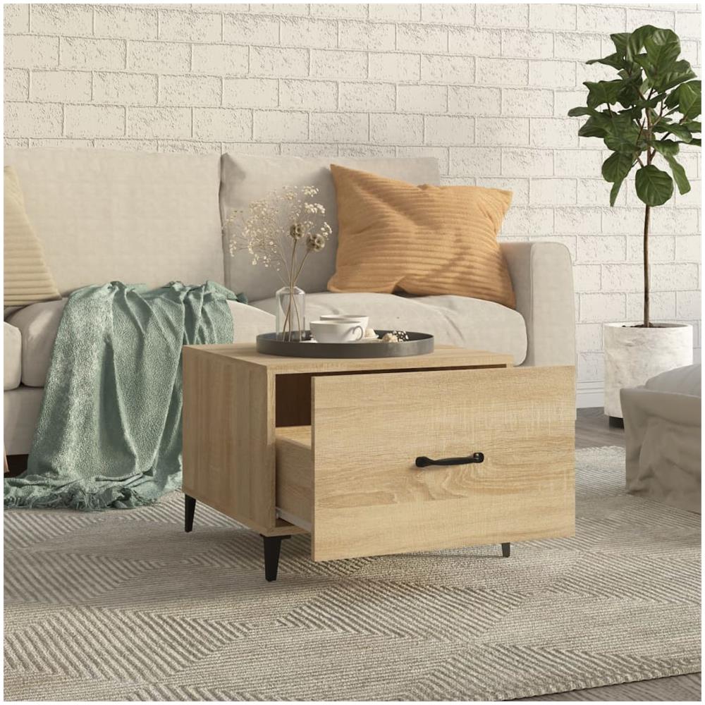 Tavolini Salotto Gambe In Metallo 2pz Rovere Sonoma 50x50x40 Cm - Foto 3