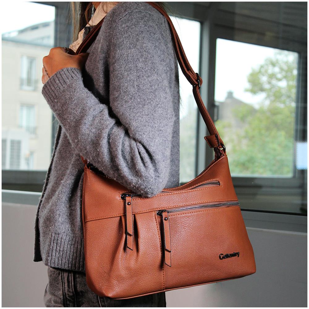 Borsa A Tracolla Multiscomparto Con Zip - Paris - Marrone - Foto 6