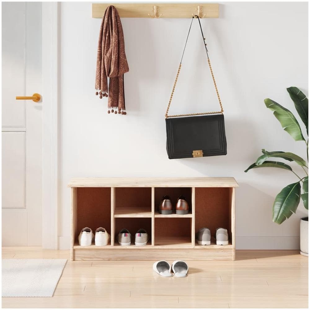 Panca Porta Scarpe Alta 100x35x45 Cm In Legno Massello Di Pino - Foto 1