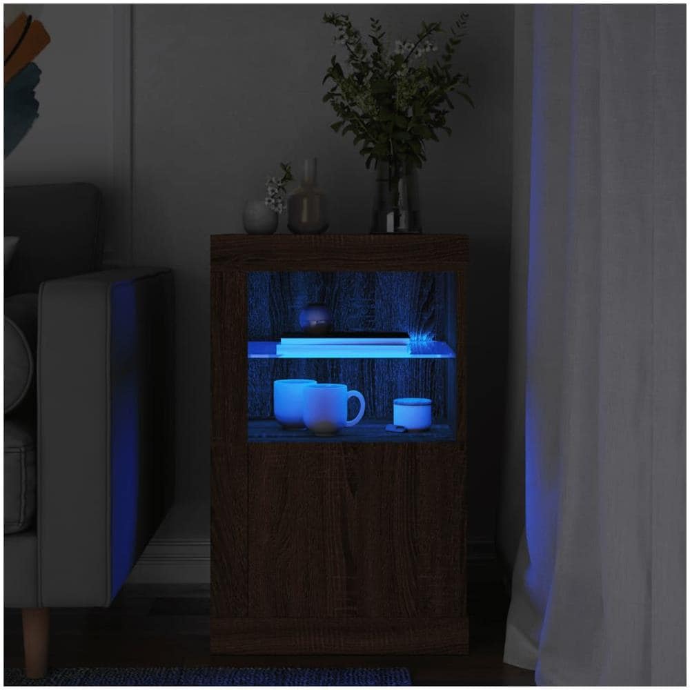 Armadietto Con Luci Led Rovere Marrone In Legno Multistrato - Foto 1