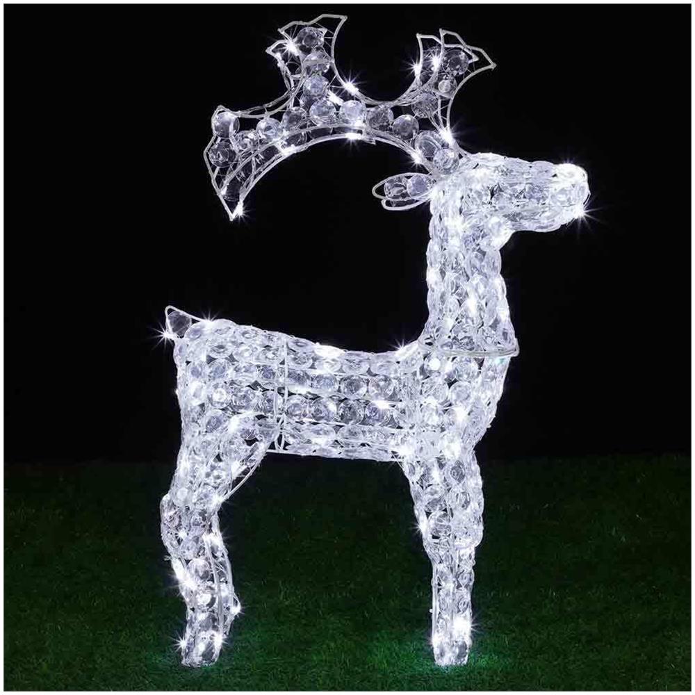 Renna Natalizia Luminosa 3D in Cristalli Acrilici 200 LED Bianco Freddo H. 90 cm - Foto 4