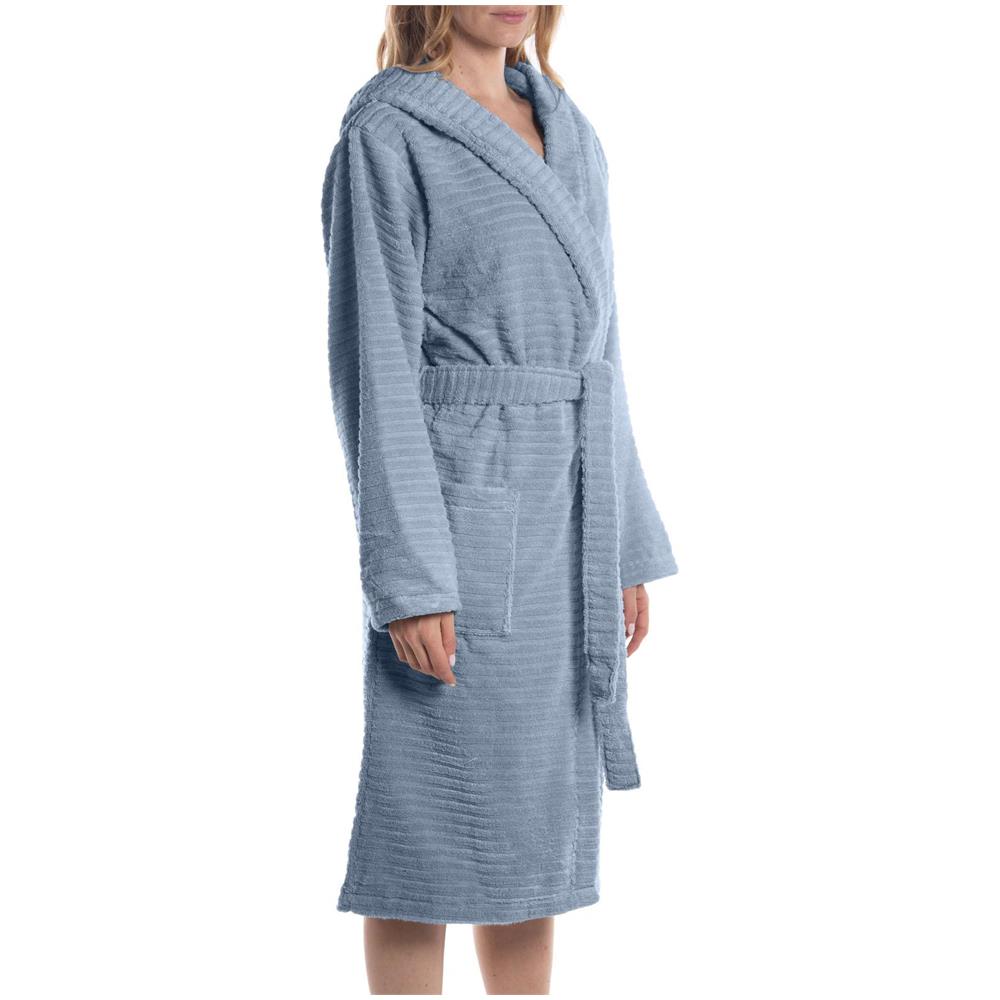 Accappatoio Con Cappuccio Spugnissima Stripe In Cotone Colore Blu Misura Ml - Foto 3