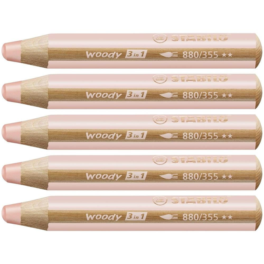 woody 3 in 1 - Matita colorata Multi-Funzione - Confezione da 5 - Albicocca - Foto 1