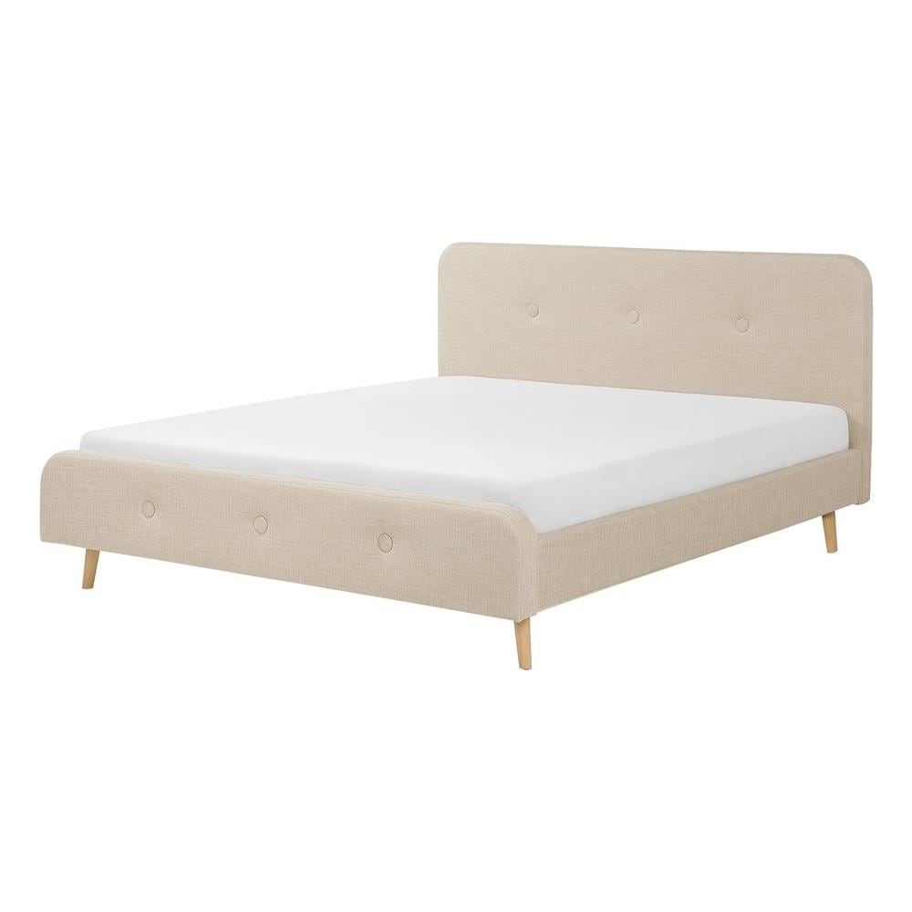 Letto Matrimoniale Moderno In Tessuto Beige 180x200cm Rennes - Foto 1