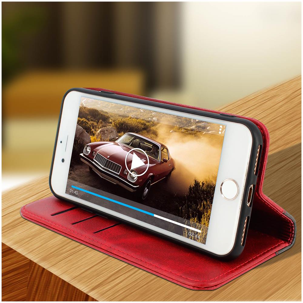 Custodia Iphone 7 E 8 Portacarte Funzione Supporto Rosso - Foto 2