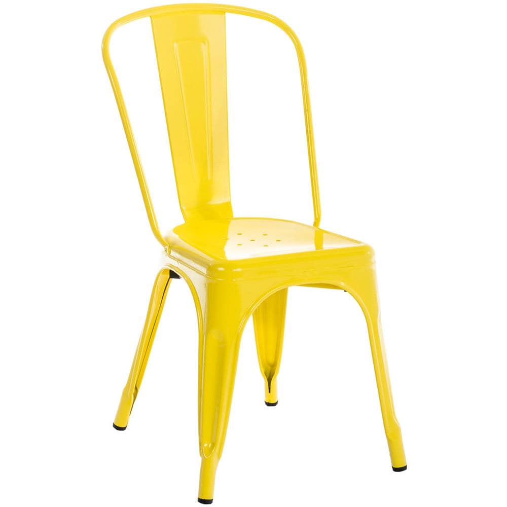 Sedia Impilabile in Metallo Benedikt - Sedia Bar o Cucina Stile Industria - Sedia Pranzo Design Scandinavo Laccata con Alto Schienale I Altezza Seduta 46 cm I Portata Max 200 kg Giallo - Foto 1