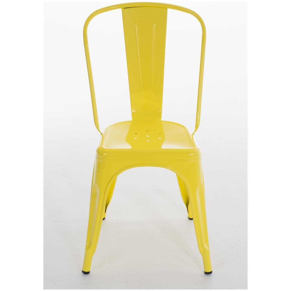 Sedia Impilabile in Metallo Benedikt - Sedia Bar o Cucina Stile Industria - Sedia Pranzo Design Scandinavo Laccata con Alto Schienale I Altezza Seduta 46 cm I Portata Max 200 kg Giallo - Foto 2