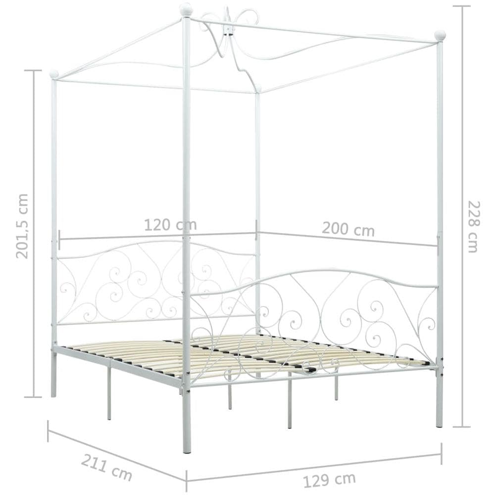 Letto A Baldacchino Bianco In Metallo 120x200 Cm - Foto 9