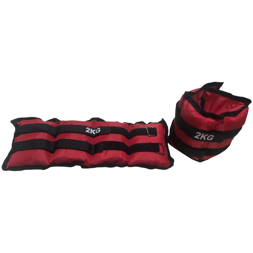 Coppia Cavigliere Polsiere Rosse Cinturino Regolabile 2 x 2 kg - Foto 2