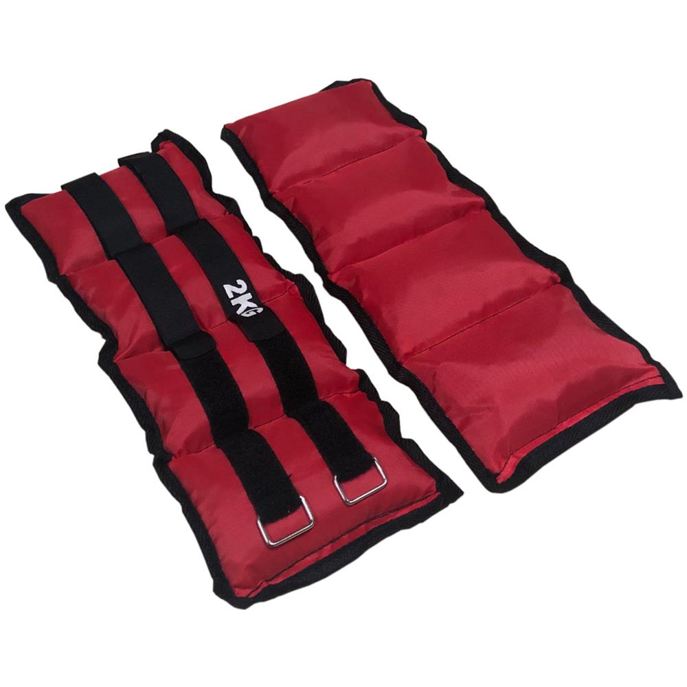 Coppia Cavigliere Polsiere Rosse Cinturino Regolabile 2 x 2 kg - Foto 1