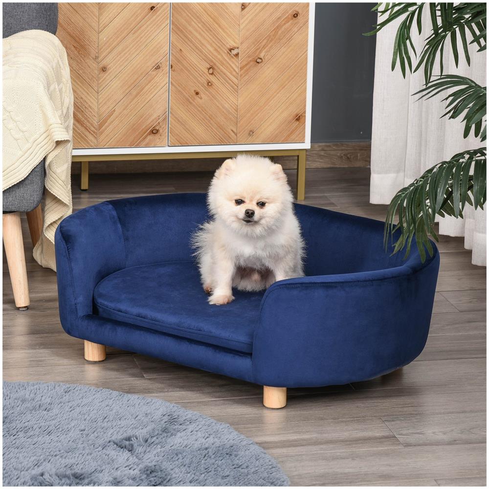 Cuccia Da Interni, Divano Per Gatti O Cani Di Taglia Piccola E Media In Velluto Blu - Foto 2