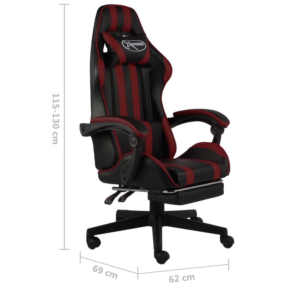 Sedia Da Gaming Con Poggiapiedi Nero E Rosso Vino In Similpelle - Foto 6