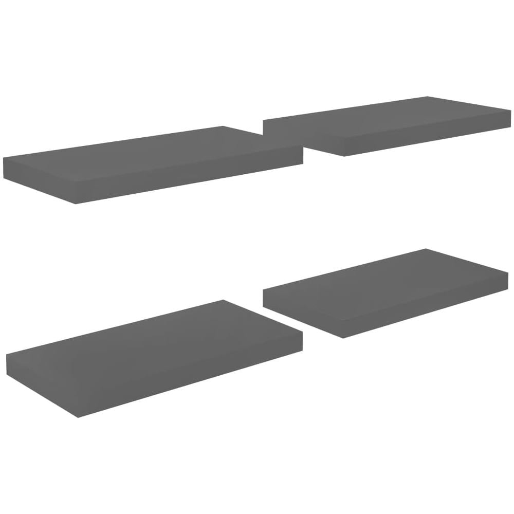 Scaffali A Parete 4 Pz Grigio Lucido 50x23x3,8 Cm In Mdf - Foto 2
